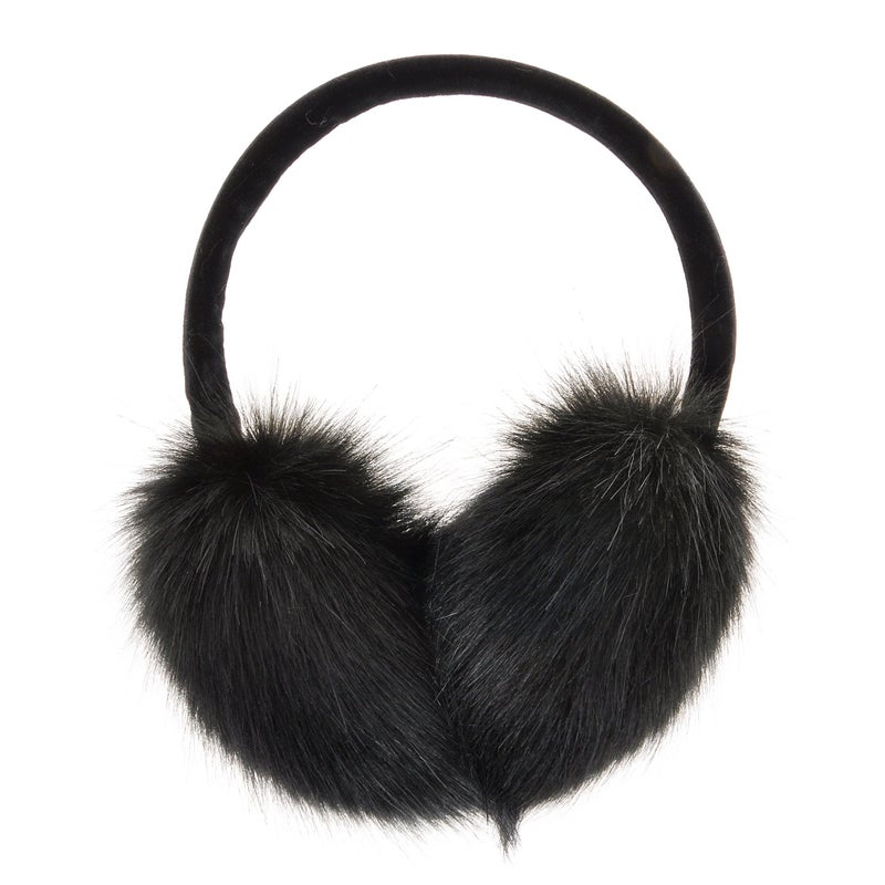 ZLYC Womens Girls Winter Fashion Adjustable Faux Fur EarMuffs Ear Warmers, Black - Image 1
